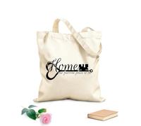 AILOONG Borsa della spesa riutilizzabile Home Il nostro posto preferito dove stare Lettering Famiglia Chiave Tessuto spesso 12 once Scritta personalizzabile 31x36cm Media