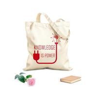 AILOONG Borsa della spesa riutilizzabile La conoscenza è potere - Frase motivazionale - Idea cerebrale Tessuto spesso 340g/m² Scritta personalizzabile