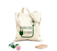 AILOONG Borsa della spesa riutilizzabile La conoscenza è potere - Frase motivazionale - Idea cerebrale Tessuto spesso 340g/m² Scritta personalizzabile