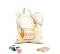 AILOONG Borsa della spesa riutilizzabile La conoscenza è potere - Frase motivazionale - Idea cerebrale Tessuto spesso 340g/m² Scritta personalizzabile