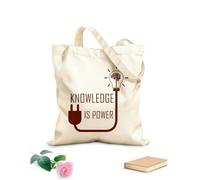 AILOONG Borsa della spesa riutilizzabile La conoscenza è potere - Frase motivazionale - Idea cerebrale Tessuto spesso 340g/m² Scritta personalizzabile