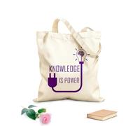 AILOONG Borsa della spesa riutilizzabile La conoscenza è potere - Frase motivazionale - Idea cerebrale Tessuto spesso 340g/m² Scritta personalizzabile