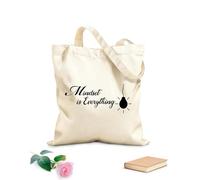 AILOONG Borsa della spesa riutilizzabile la mentalità è tutto scuola aula ufficio parole motivazionali citazione frase Tessuto spesso 12 once Scritta personalizzabile 25x30cm Piccola