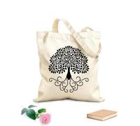 AILOONG Borsa della spesa riutilizzabile Le radici degli alberi della foresta lasciano la casa Tessuto spesso 12 once Scritta personalizzabile 31x36cm Media