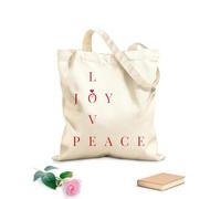 AILOONG Borsa della spesa riutilizzabile Lettering Amore Pace Gioia Hippy Tessuto spesso 340g/m² Scritta personalizzabile