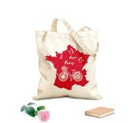 AILOONG Borsa della spesa riutilizzabile Lettering I Love Paris Mappa Bicicletta Dove Romance Tessuto spesso 340g/m² Scritta personalizzabile