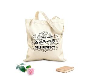 AILOONG Borsa della spesa riutilizzabile Mangiare sano Parole Home Mangiare bene Tessuto spesso 12 once Scritta personalizzabile 31x36cm Media