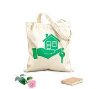 AILOONG Borsa della spesa riutilizzabile mano che tiene le chiavi di casa ufficio immobiliare Tessuto spesso 340g/m² Scritta personalizzabile