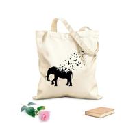 AILOONG Borsa della spesa riutilizzabile Modelli di elefanti, animali, uccelli, naturali Tessuto spesso 12 once Scritta personalizzabile 25x30cm Piccola