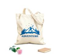 AILOONG Borsa della spesa riutilizzabile Notte Luna Stelle Orso Avventura Montagne Paesaggio Tessuto spesso 340g/m² Scritta personalizzabile