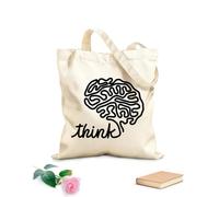 AILOONG Borsa della spesa riutilizzabile pensa cervello casa ufficio scuola laboratorio ispirazione Tessuto spesso 12 once Scritta personalizzabile 31x36cm Media