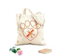 AILOONG Borsa della spesa riutilizzabile Pettine per toelettatura Pets Love con forbici e impronta di zampa Tessuto spesso 340g/m² Scritta personalizzabile