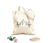 AILOONG Borsa della spesa riutilizzabile Pulse Pets Lovers Home Animal's Cafe Toelettatura Veterinaria Tessuto spesso 12 once Scritta personalizzabile 35x40cm Grande