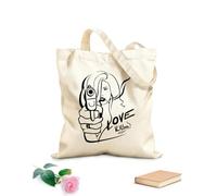 AILOONG Borsa della spesa riutilizzabile Ragazza assassina con la pistola frase amore uccidi sigaretta Tessuto spesso 12 once Scritta personalizzabile 31x36cm Media