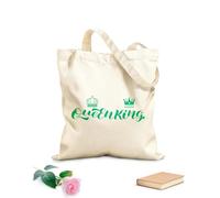 AILOONG Borsa della spesa riutilizzabile Scritta Regina Re Corona Reale Tessuto spesso 340g/m² Scritta personalizzabile