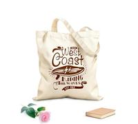 AILOONG Borsa della spesa riutilizzabile Serf Serfing West Coast Cavalcando le onde dell'oceano Tessuto spesso 340g/m² Scritta personalizzabile