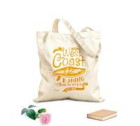 AILOONG Borsa della spesa riutilizzabile Serf Serfing West Coast Cavalcando le onde dell'oceano Tessuto spesso 340g/m² Scritta personalizzabile