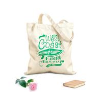 AILOONG Borsa della spesa riutilizzabile Serf Serfing West Coast Cavalcando le onde dell'oceano Tessuto spesso 340g/m² Scritta personalizzabile