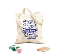 AILOONG Borsa della spesa riutilizzabile Serf Serfing West Coast Cavalcando le onde dell'oceano Tessuto spesso 340g/m² Scritta personalizzabile