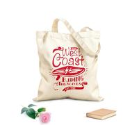 AILOONG Borsa della spesa riutilizzabile Serf Serfing West Coast Cavalcando le onde dell'oceano Tessuto spesso 340g/m² Scritta personalizzabile