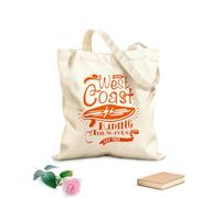 AILOONG Borsa della spesa riutilizzabile Serf Serfing West Coast Cavalcando le onde dell'oceano Tessuto spesso 340g/m² Scritta personalizzabile