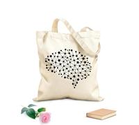 AILOONG Borsa della spesa riutilizzabile studio ispirato dall'ufficio connessioni cerebrali Tessuto spesso 12 once Scritta personalizzabile 31x36cm Media