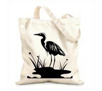AILOONG Borsa della spesa riutilizzabile Tessuto spesso 12 once Airone Uccello Cicogna Asilo nido Cicogna Naturale Scritta personalizzabile 25x30cm Piccola