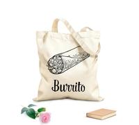 AILOONG Borsa della spesa riutilizzabile Tessuto spesso 12 once burrito cibo tradizionale dal sapore messicano Scritta personalizzabile 35x40cm Grande