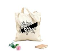 AILOONG Borsa della spesa riutilizzabile Tessuto spesso 12 once competenze coaching successo formazione istruzione università ufficio Scritta personalizzabile 31x36cm Media