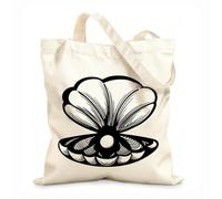 AILOONG Borsa della spesa riutilizzabile Tessuto spesso 12 once Conchiglia Perla Mare Oceano Marino Scritta personalizzabile 31x36cm Media