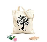 AILOONG Borsa della spesa riutilizzabile Tessuto spesso 12 once Giardino con radici naturali e rami d'albero Scritta personalizzabile 35x40cm Grande