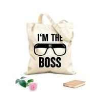 AILOONG Borsa della spesa riutilizzabile Tessuto spesso 12 once lavoro lavoro capo parole sono il capo ufficio Scritta personalizzabile 35x40cm Grande