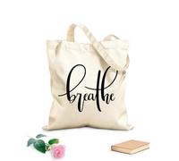 AILOONG Borsa della spesa riutilizzabile Tessuto spesso 12 once Parole motivazionali Respira Yoga Rilassati Sala Meditazione Scritta personalizzabile 31x36cm Media
