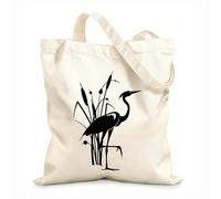 AILOONG Borsa della spesa riutilizzabile Tessuto spesso 12 once Silhouette di cicogna di uccello naturale per bambini Scritta personalizzabile 25x30cm Piccola