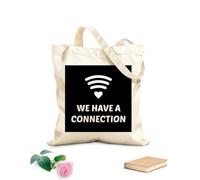 AILOONG Borsa della spesa riutilizzabile Tessuto spesso 12 once Wi fay Icon We Have a Connection Game Salon Scritta personalizzabile 31x36cm Media