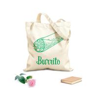 AILOONG Borsa della spesa riutilizzabile Tessuto spesso 340g/m² burrito cibo tradizionale dal sapore messicano Scritta personalizzabile