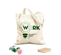 AILOONG Borsa della spesa riutilizzabile Tessuto spesso 340g/m² collaborare creare connettere lavorare ufficio stile Scritta personalizzabile