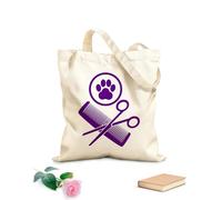 AILOONG Borsa della spesa riutilizzabile Tessuto spesso 340g/m² Forbici per toelettatura animali domestici, pettine, toelettatore per zampe, animali domestici Scritta personalizzabile