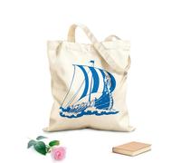 AILOONG Borsa della spesa riutilizzabile Tessuto spesso 340g/m² Nave vichinga Drakkar stile oceanico del Medioevo Scritta personalizzabile