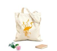 AILOONG Borsa della spesa riutilizzabile Tessuto spesso 340g/m² Silhouette di cicogna di uccello naturale per bambini Scritta personalizzabile