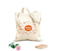AILOONG Borsa della spesa riutilizzabile Tessuto spesso 340g/m² Stile di vita sano Parole Casa Ginnastica Ispirazione Dieta Benessere Sport Scritta personalizzabile