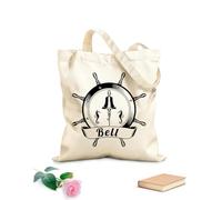 AILOONG Borsa della spesa riutilizzabile Timone a ruota Campana marina Oceano Tessuto spesso 12 once Scritta personalizzabile 31x36cm Media