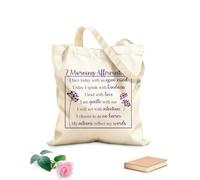 AILOONG Borsa in tela 7 affermazioni mattutine, affronta la giornata con mente aperta, agisci con amore, le mie azioni rispecchiano le mie parole Tessuto spesso 340g/m² Scritta personalizzabile