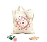 AILOONG Borsa in tela con fondo rinforzato disegno del modello di mandala disegnato a mano Tessuto spesso 340g/m² Utilizzabile come borsa regalo