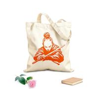 AILOONG Borsa in tela con fondo rinforzato guerriero samurai concentrato che si prepara Tessuto spesso 340g/m² Utilizzabile come borsa regalo