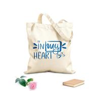 AILOONG Borsa in tela con fondo rinforzato lettere romantiche scritte a mano sulla calligrafia dell'amore Tessuto spesso 340g/m² Utilizzabile come borsa regalo