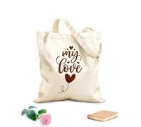 AILOONG Borsa in tela con fondo rinforzato San Valentino amore mio Tessuto spesso 340g/m² Utilizzabile come borsa regalo