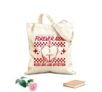AILOONG Borsa in tela con fondo rinforzato Slogan per sempre solo con spada nel cuore Tessuto spesso 340g/m² Utilizzabile come borsa regalo