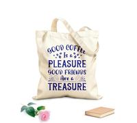 AILOONG Borsa in tela con fondo rinforzato un buon caffè è un piacere i buoni amici sono un tesoro tipografia caffè pronto Tessuto spesso 340g/m² Utilizzabile come borsa regalo
