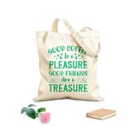 AILOONG Borsa in tela con fondo rinforzato un buon caffè è un piacere i buoni amici sono un tesoro tipografia caffè pronto Tessuto spesso 340g/m² Utilizzabile come borsa regalo